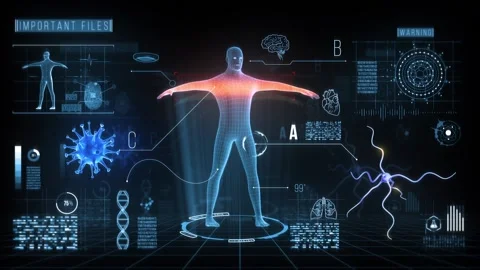 3D MAN Digital Interface Stock Footage 168361246