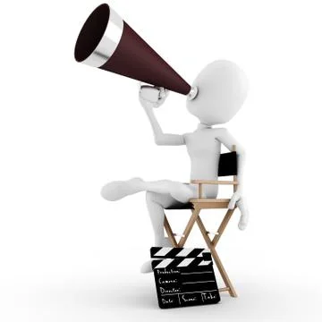 3d man director on stage, ACTION ! Stock Illustration