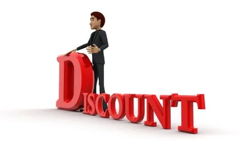 3d man with discount vertical text concept Stock Illustration