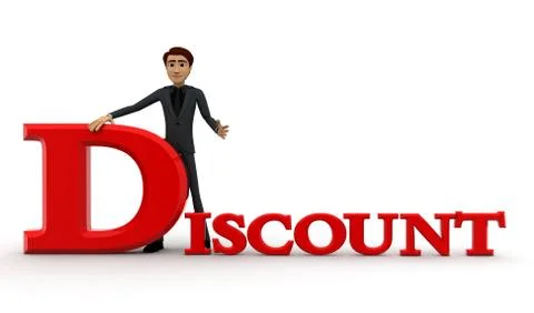 3d man with discount vertical text concept Stock Illustration