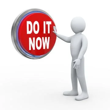 3d man with do it button Stock Illustration