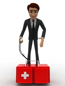 3d man with doctors kit concept Stock Illustration