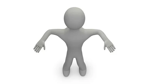 3d man does hands exercises. Top view. Loop. Alpha channel. Stock Footage 70705499