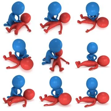 3d Man doing CPR First Aid. Stock Illustration