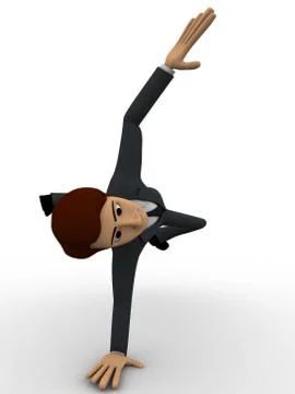 3d man doing rolling dance on one hand concept Stock Illustration