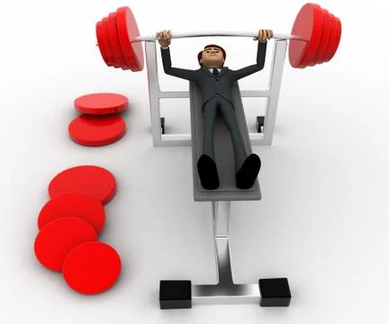 3d man doing weight lifting exercise in gym concept Stock Illustration