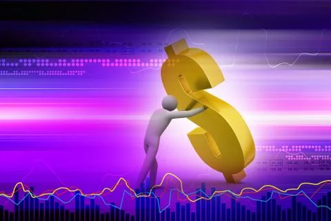 3d man with dollar sign Stock Illustration