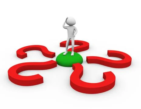 3d man in doubt about decision Illustrazione stock