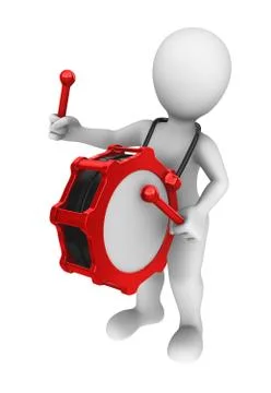 3d man with drum. 3d illustration Stock Illustration