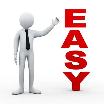 3d man easy word presentation Stock Illustration