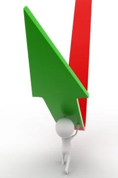 3d man elevating a down arrow concept Stock Illustration