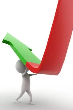 3d man elevating a down arrow concept Stock Illustration