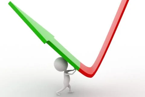 3d man elevating a down arrow concept Stock Illustration