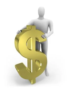 3d man embraces dollar figure Stock-Illustration
