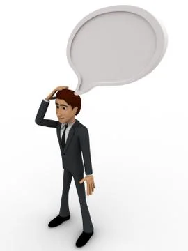 3d man with empty chat bubble concept Stock Illustration