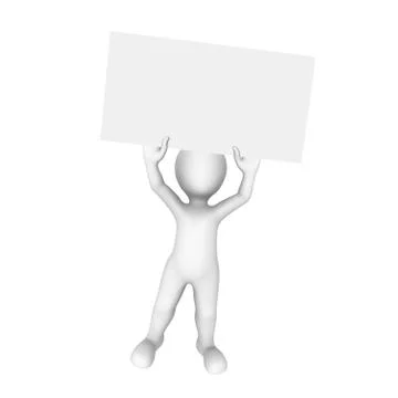 3d man with empty white poster Stock Illustration
