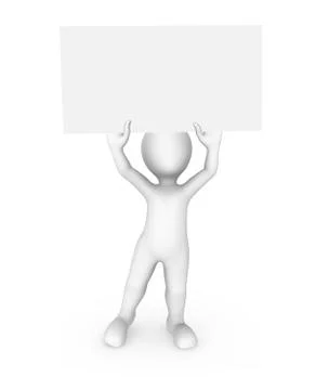 3d man with empty white poster. 3d rendered illustration. Stock Illustration