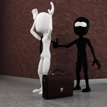 3d man evil criminal robing a business man Stock Illustration
