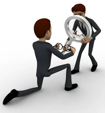 3d man examine spectacles using magnifying glass concept 3d man examine sp... Stock Photos
