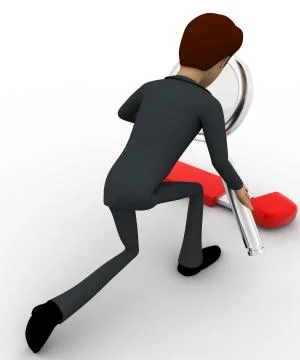 3d man examine usb pendrive using magnifying glass concept Stock Illustration