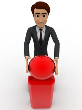 3d man with exclamation mark concept Illustrazione stock