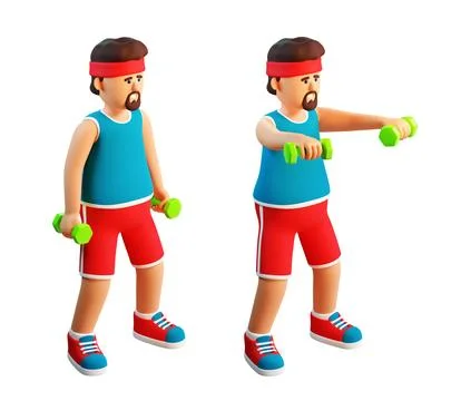3d man exercising with dumbbells Stock-Illustration