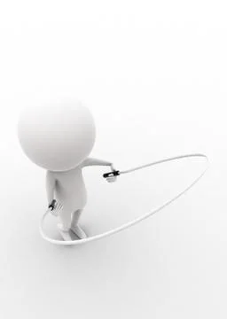 3d man exercising with rope concept Stock Illustration