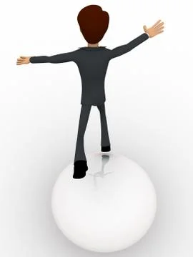 3d man falling from big ball concept Stock Illustration