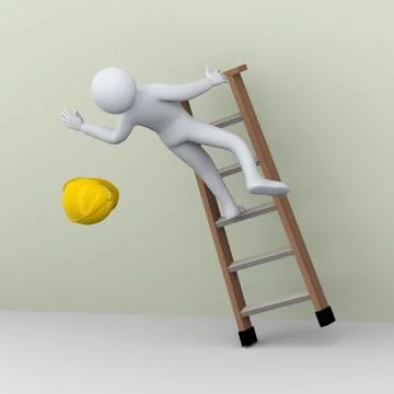 3d man falling from ladder during work Stock Illustration
