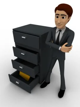 3d man with file drawer concept Stock Illustration