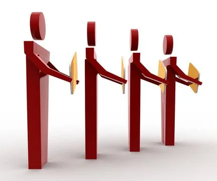 3d man with file folder in hand and standing in queue concept 3d man with ... Stock Photos