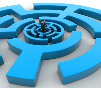 3d man into finding path puzzle concept Stock Illustration