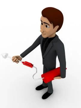 3d man with fire extinguish concept Stock Illustration