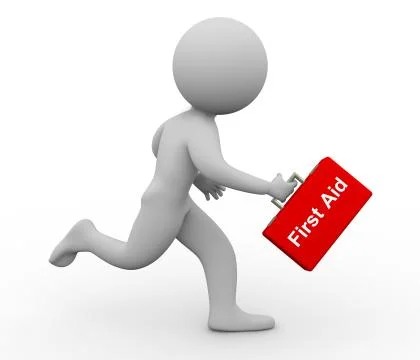 3d man first-aid box Stock Illustration