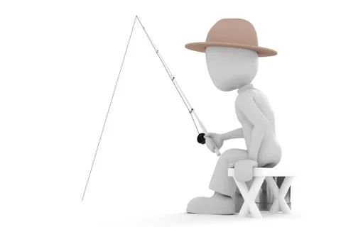 3d man fisherman Stock Illustration