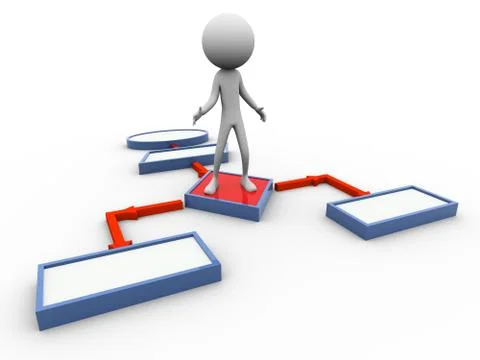 3d man on flowchart Stock Illustration