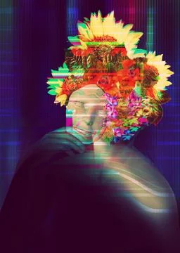 3d man with flowers Иллюстрация
