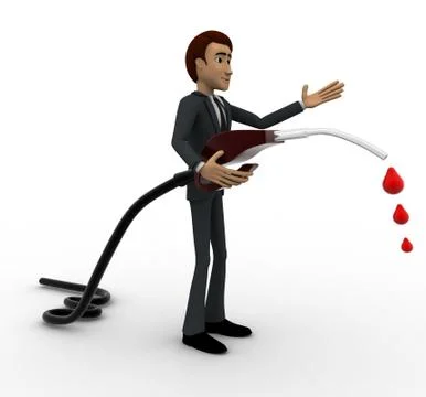 3d man with flue pump in hand concept Stock Illustration