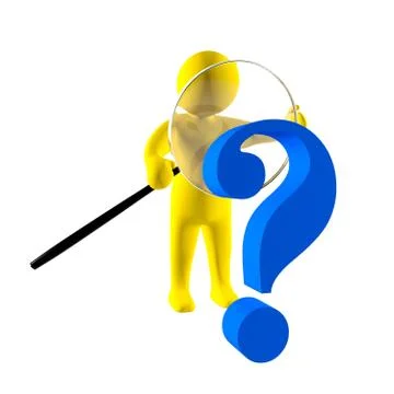3d man focus on question mark Stock Illustration