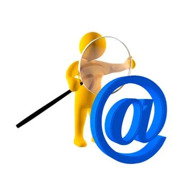3d man focus on at sign Stock Illustration