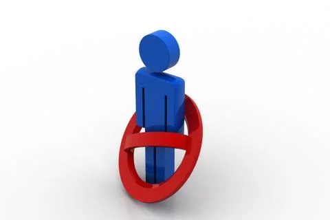 3d man with forbidden sign Free Stock Illustration