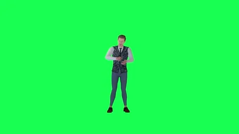 3d man in formal suit playing cards, front angle, green screen Stock Footage 257685400