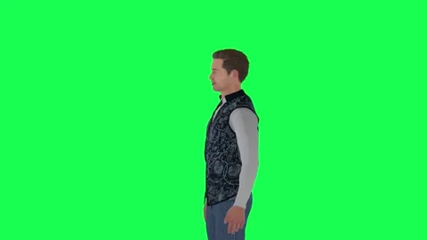 3d man in formal suit talking, right angle green screen Video stock 257685454