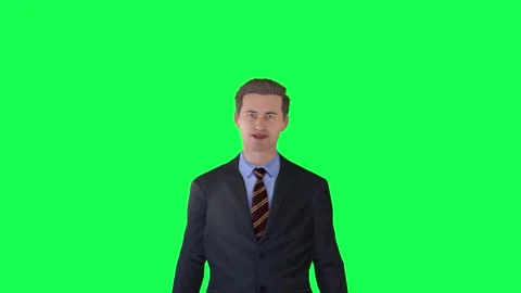 3d man in formal suit talking front angle chroma key green screen Stock-Footage 257685715