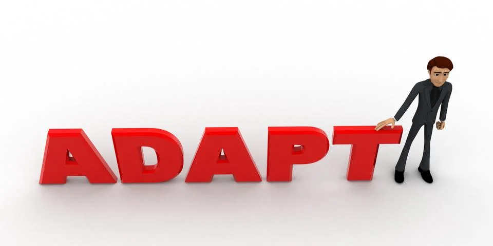3d man in front of adapt text concept Stock Illustration