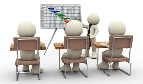 3d man gantt chart presentation Stock Illustration