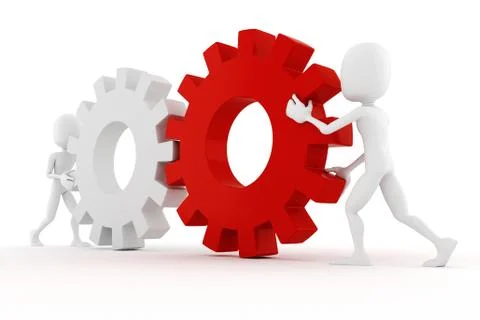 3d man an gear wheels Stock Illustration