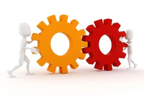 3d man an gear wheels イラスト素材