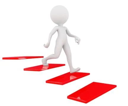 3D man gets stairs down Stock Illustration