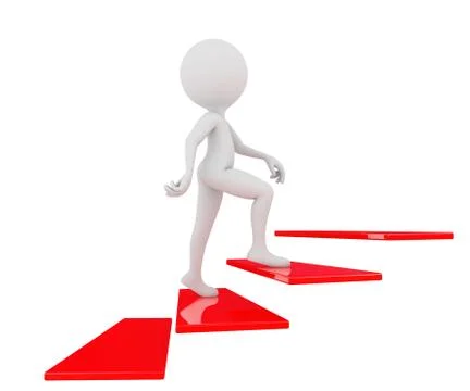 3d man gets stairs up Stock Illustration